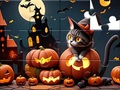                                                                     Jigsaw Puzzle: Halloween Cat קחשמ