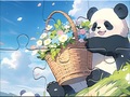                                                                      Jigsaw Puzzle: Basket Flower Panda ליּפש