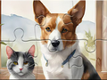                                                                       Jigsaw Puzzle: Oil Painting Dog And Cat ליּפש