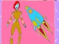                                                                     Space Woman and rocket coloring קחשמ