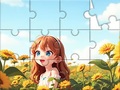                                                                     Jigsaw Puzzle: Sunflower Girl קחשמ