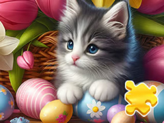                                                                    Jigsaw Puzzle: Easter Cat קחשמ