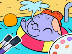                                                                     Coloring Book: Elephant Swim קחשמ