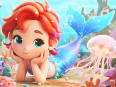                                                                     Jigsaw Puzzle: Chibi Mermaid Marshmallow Jellyfish קחשמ